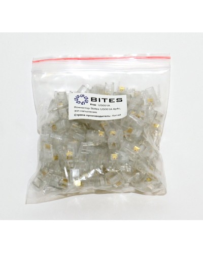 US010A (100шт). Телефонный разъем 4P4C (RJ-11). 5bites в Химках