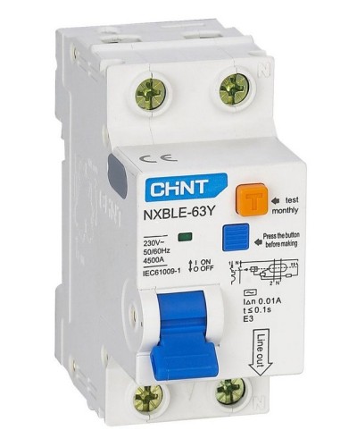 NXBLE-63Y (R) 1п+N C 6А 30мА электронный тип AC 4.5кА CHINT (105540). Автоматический выключатель дифференциального тока. CHINT в Химках