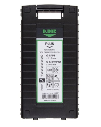 Набор буров SDS-plus V PLUS 7шт, 2-cutting (240987). Набор буров SDS-plus (5,6,8х110 мм; 6,8,10,12х160 мм). D.BOR в Химках