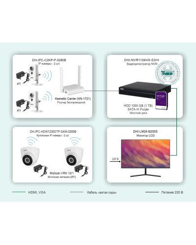 ТСН-029. Беспроводная система видеонаблюдения на основе IP-камер Dahua с использованием Wi-Fi технологии. Dahua в Химках