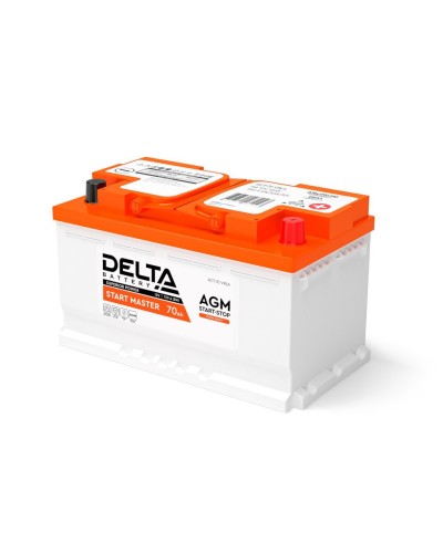 Delta START MASTER AGM 1270 (70 Ah). Аккумулятор автомобильный герметичный свинцово-кислотный. Delta в Химках