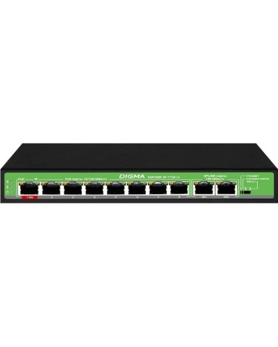 DSP208F-2F-T120 DSP208F-2F-T120 V1 (L2) 10х100Мбит/с 8PoE 8PoE+ 120W. Коммутатор с питанием по PoE. Digma в Химках