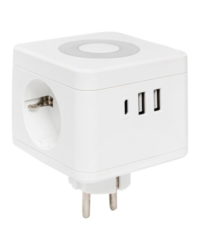Тройник Куб 2 гнезда 2USB 2,4А+Type C + Ночник. Тройник Куб. EKF в Химках