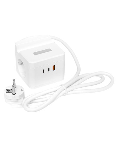 Удлинитель Куб 2 гнезда USB + 2Type C с быстрой зарядкой, подставкой под телефон и ночником 1,3 метра 1мм2. Удлинитель Куб. EKF в Химках