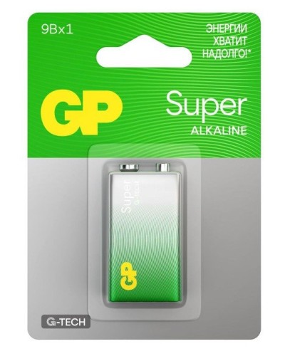 GP Super Alkaline 9V Крона (GP 1604AA21-5CRSBC1), БЛИСТЕР. Алкалиновая батарейка. GP Batteries в Химках