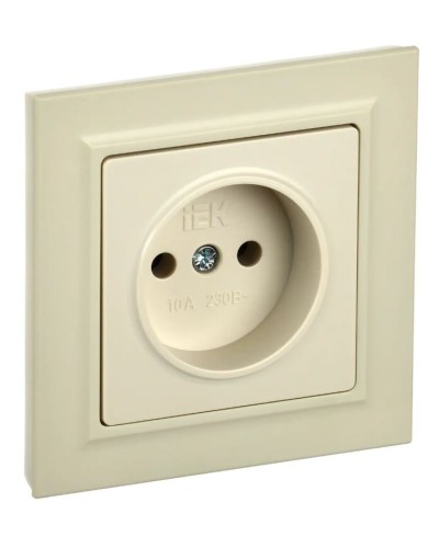Розетка без з/к РС10-1-0-БрКр бежевый BRITE (BR-R10-10-K10). Розетка без заземления без защитных шторок. IEK в Химках