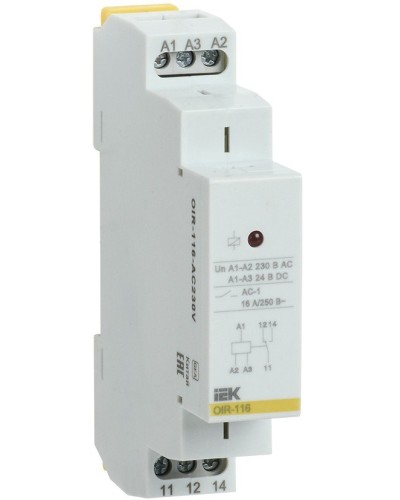 Реле промежуточное модульное OIR 1 контакт 16А 230В AC (OIR-116-AC230V). Реле промежуточное модульное. IEK в Химках