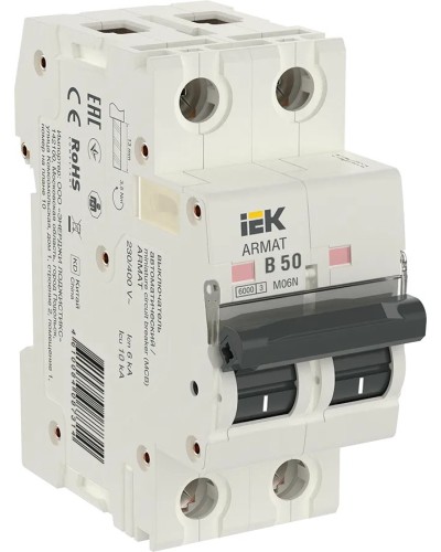 M06N 2P B 50А 6кА ARMAT (AR-M06N-2-B050). Автоматический выключатель. IEK в Химках