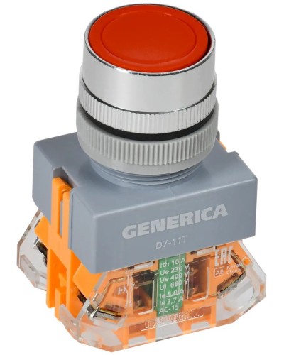 Кнопка D7-11T d=22мм красная GENERICA (BBT50-11T-3-21-K04-G). Кнопка управления с фиксацией. IEK в Химках