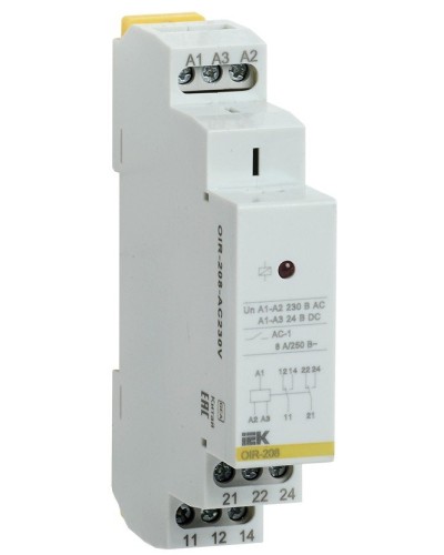 Реле промежуточное модульное OIR 2 контакта 8А 230В AC (OIR-208-AC230V). Реле промежуточное модульное. IEK в Химках