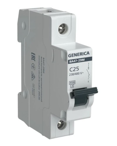 GENERICA ВА47-29М 1P C 25А 4,5кА (MVA21-1-025-C-G). Автоматический выключатель. IEK в Химках