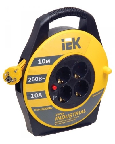 УК10 4 места, 10м (WKP14-10-04-10). Удлинитель на катушке Industrial. IEK в Химках