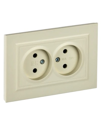 Розетка 2-местная без з/к РС12-2-БрКр бежевый BRITE (BR-R20-10-K10-F). Розетка без заземления без защитных шторок в сборе. IEK в Химках