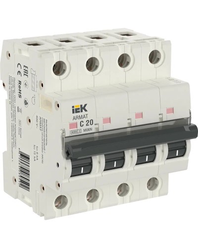 M06N 4P C 20А 6кА ARMAT (AR-M06N-4-C020). Автоматический выключатель. IEK в Химках