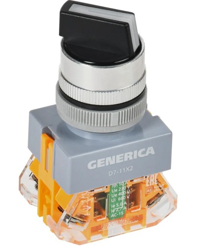 Переключатель D7-11X2 на 2 положения черный GENERICA (BSW50-11X2-3-21-2-K02-G). Переключатель. IEK в Химках