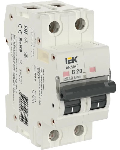 M06N 2P B 20А 6кА ARMAT (AR-M06N-2-B020). Автоматический выключатель. IEK в Химках