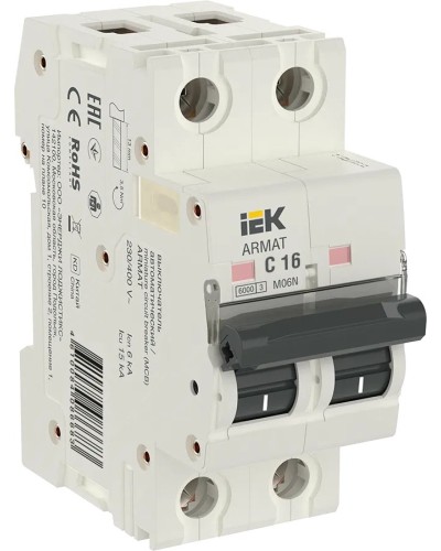 M06N 2P C 16А 6кА ARMAT (AR-M06N-2-C016). Автоматический выключатель. IEK в Химках