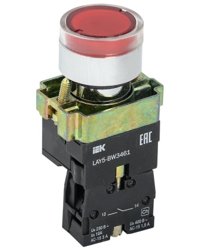 Кнопка LAY5-BW3461 с подсветкой красный 1з (BBT50-BW-K04). Кнопка с подсветкой. IEK в Химках