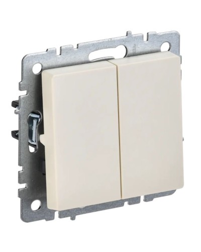 Выключатель 2-клавишный проходной ВС10-2-6-БрКр бежевый BRITE (BR-V22-0-10-K10). Выключатель. IEK в Химках
