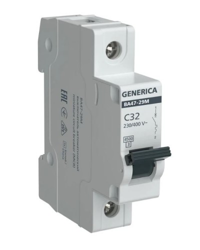 GENERICA ВА47-29М 1P C 32А 4,5кА (MVA21-1-032-C-G). Автоматический выключатель. IEK в Химках