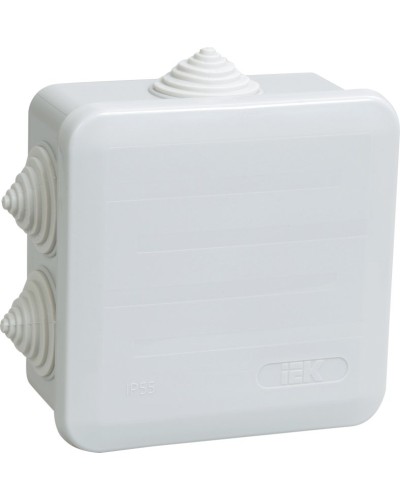 Коробка распаячная КМ41255 100х100х50 открытой проводки IP44 6 гермовводов серая (UKOZ11-100-100-050-K41-44). Коробка распаячная безгалогенная (HF) с защелкивающейся крышкой. IEK в Химках