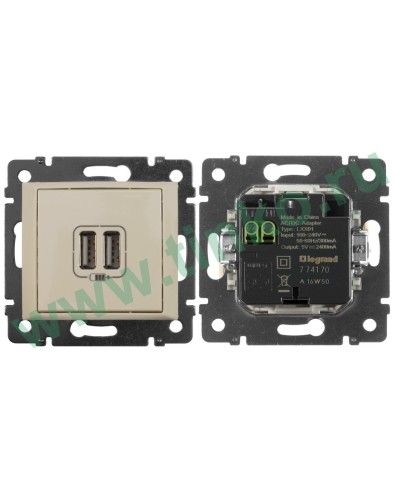 Розетка Valena двойная, USB, слоновая кость (774170). Розетка. LegranD в Химках
