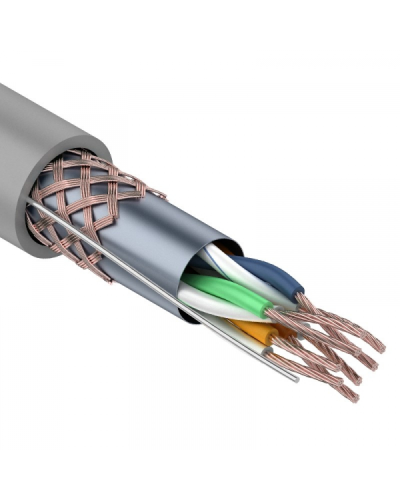 SF/UTP, CAT 5e, PVC, 4PR, 24AWG, INDOOR, STRANDED, серый, 305м, REXANT (01-0343). Кабель «витая пара» (LAN) для структурированных систем связи. Rexant в Химках
