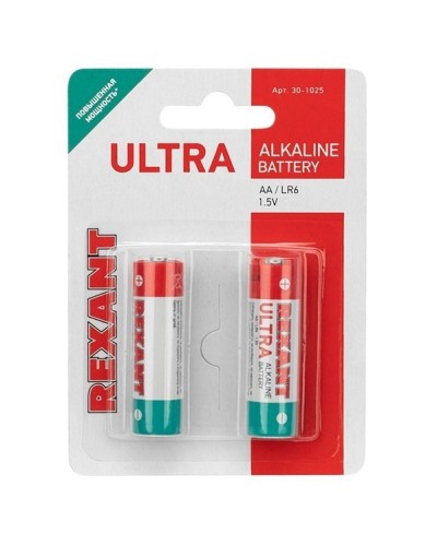 Ультра алкалиновая батарейка AA/LR6 1,5 V 2 шт. блистер REXANT (30-1025). Элемент питания. Rexant в Химках