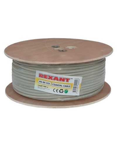 RG-8X, 50 Ом, CCS/Al/A, 75% (01-2021). Кабель коаксиальный радиочастотный. Rexant в Химках