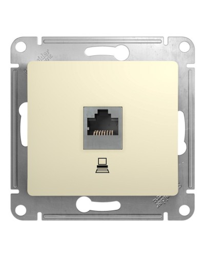 Glossa розетка RJ45 1-местная, кат. 5Е, скрытой установки, механизм, бежевый (GSL000281K). Розетка компьютерная. Systeme Electric в Химках