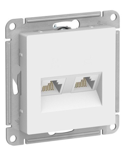 AtlasDesign розетка RJ45+RJ45, 2-местная, скрытой установки, механизм, белый (ATN000185). Розетка компьютерная. Systeme Electric в Химках