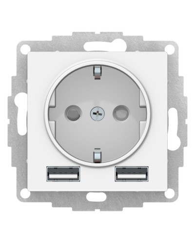 AtlasDesign розетка 1-местная с 2 USB A+A, скрытой установки, механизм, белый (ATN000130). Розетка с USB. Systeme Electric в Химках