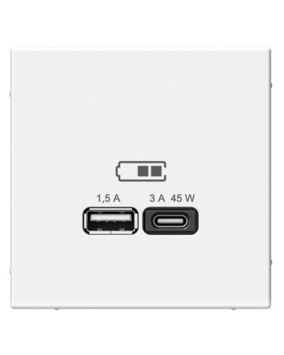 ArtGallery розетка USB тип-A+C 45Вт, скрытой установки, механизм, белый (GAL000129). Розетка USB. Systeme Electric в Химках
