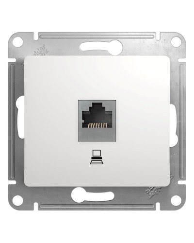 Glossa розетка RJ45 1-местная, кат. 5Е, скрытой установки, механизм, белый (GSL000181K). Розетка компьютерная. Systeme Electric в Химках