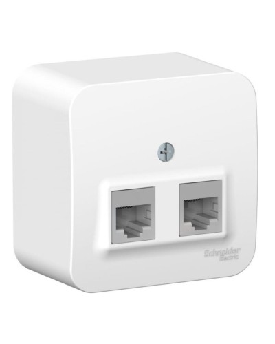 BLANCA розетка RJ45 2-местная, кат. 5Е, открытой установки, белый (BLNIA045451). Розетка компьютерная с изолированной пластиной. Systeme Electric в Химках