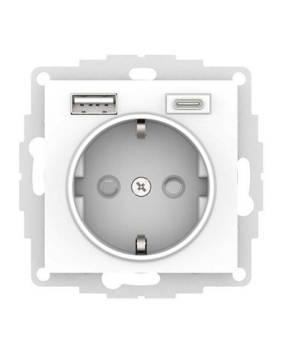 AtlasDesign розетка 1-местная с 2 USB A+C, скрытой установки, механизм, белый (ATN000132). Розетка с USB. Systeme Electric в Химках