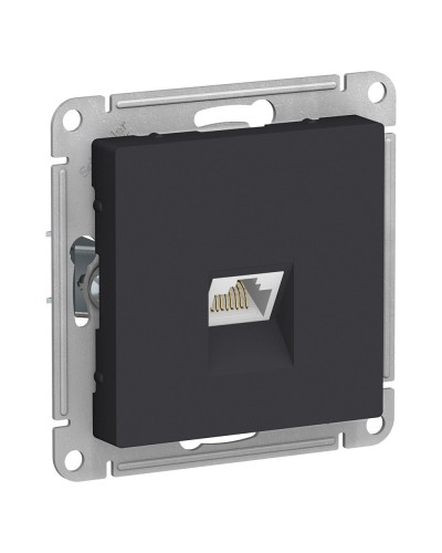 AtlasDesign розетка RJ45, кат. 5Е, 1-местная, скрытой установки, механизм, карбон (ATN001083). Розетка компьютерная. Systeme Electric в Химках