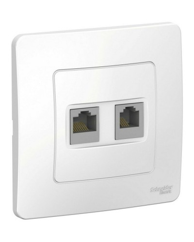 BLANCA розетка RJ45+RJ11 2-местная, кат. 5Е, скрытой установки, белый (BLNIS045111). Розетка компьютерная + телефонная. Systeme Electric в Химках