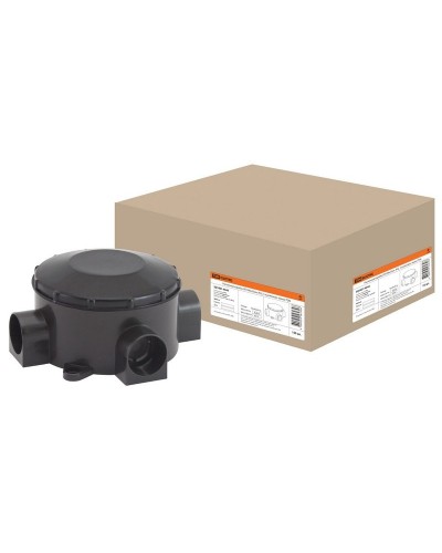 Распаячная коробка ОП D80х35мм, IP42, 3-х рожковая, черная TDM (SQ1401-4044). Распаячная коробка ОП. TDM ЕLECTRIC в Химках