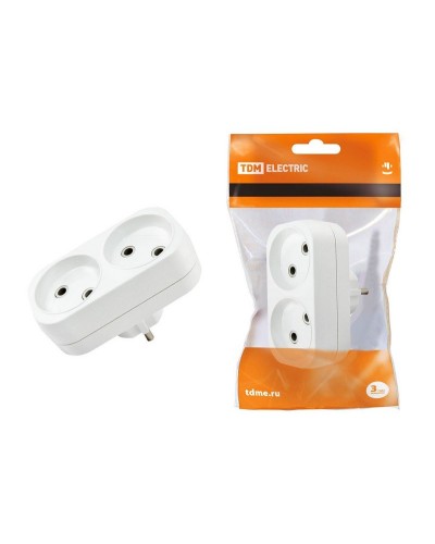 Блок на 2 гнезда 2П б/з плоский 6А 250B TDM (SQ1806-0025). Розетка. TDM ЕLECTRIC в Химках
