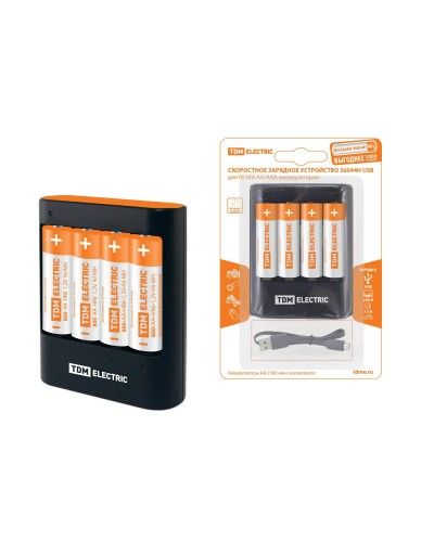 Зарядное устройство 36044Н (3600mA 4слота АА/ААА 4 кан.+4xAA2500 USB) (SQ1702-0101). Зарядное устройство. TDM ЕLECTRIC в Химках