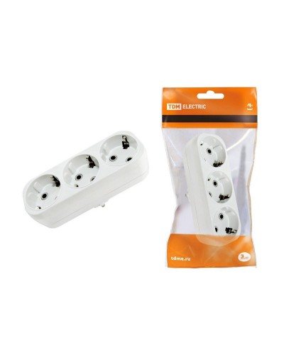 Блок на 3 гнезда 2П+З плоский 16А 250B TDM (SQ1806-0033). Розетка. TDM ЕLECTRIC в Химках