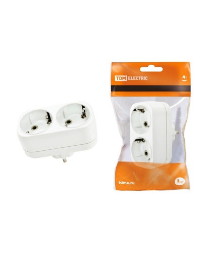 Блок на 2 гнезда 2П+З плоский 16А 250B TDM (SQ1806-0026). Розетка. TDM ЕLECTRIC в Химках