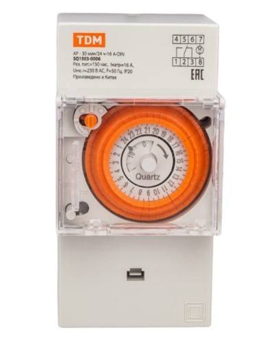 АР-30мин/24ч-16А-DIN (3 модуля) TDM (SQ1503-0006). Аналоговое суточное реле. TDM ЕLECTRIC в Химках