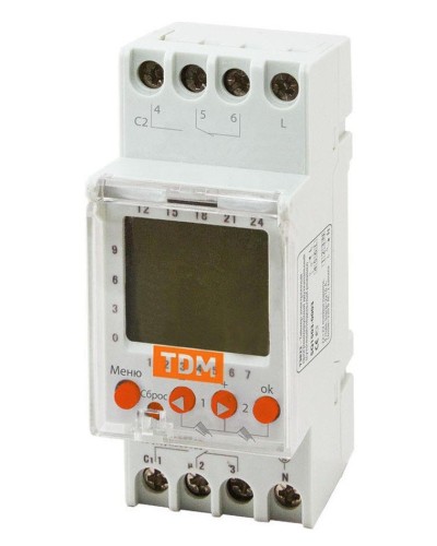 ТЭ822-2кан-1мин/7дн-44on/off-2х16А-DIN TDM (SQ1503-0003). Таймер электронный. TDM ЕLECTRIC в Химках
