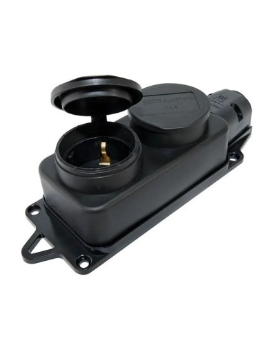 Розетка двухместная 2Р+РЕ 16А 250В IP44 (SQ0612-0037). Розетка двухместная с заглушками каучук. TDM ЕLECTRIC в Химках