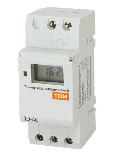 ТЭ-АС-1мин/24ч-8on/off-16А-DIN (астрономический) TDM (SQ1503-0023). Таймер электронный. TDM ЕLECTRIC в Химках