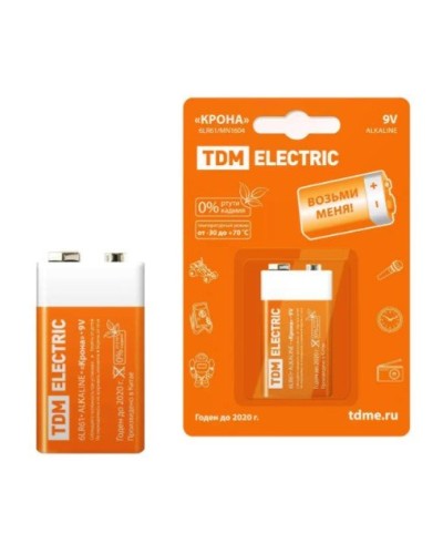 6LR61 Крона 9V BP-1 TDM (SQ1702-0013). Элемент питания. TDM ЕLECTRIC в Химках