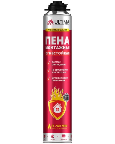 Пена огнестойкая ULTIMA PRO, 750 мл. Пена монтажная профессиональная. ULTIMA в Химках