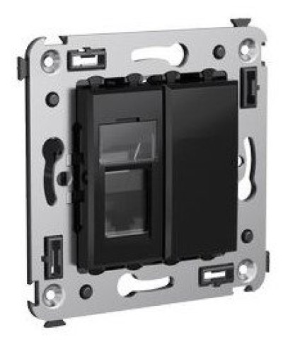 Розетка RJ-45 в стену Avanti одинарная черный квадрат (4402463). Розетка компьютерная. ДКС в Химках
